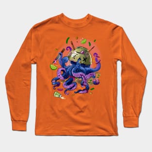 Colorful Octopus Illustration Long Sleeve T-Shirt